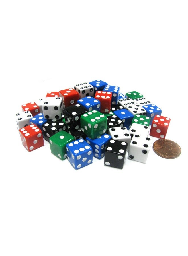 Koplow Games Set of 50 D6 12mm Opaque Square Edge Dice; 10 Each of Red White Blue Green Black by Koplow Games - Image 3