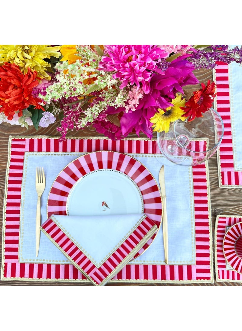 Ge Living 2 Pieces Candy Series 100% Linen Placemat  - Image 1