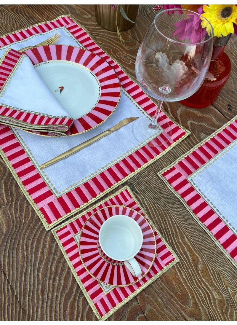 Ge Living 2 Pieces Candy Series 100% Linen Placemat  - Image 3