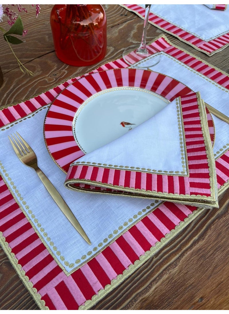 Ge Living 2 Pieces Candy Series 100% Linen Placemat  - Image 2