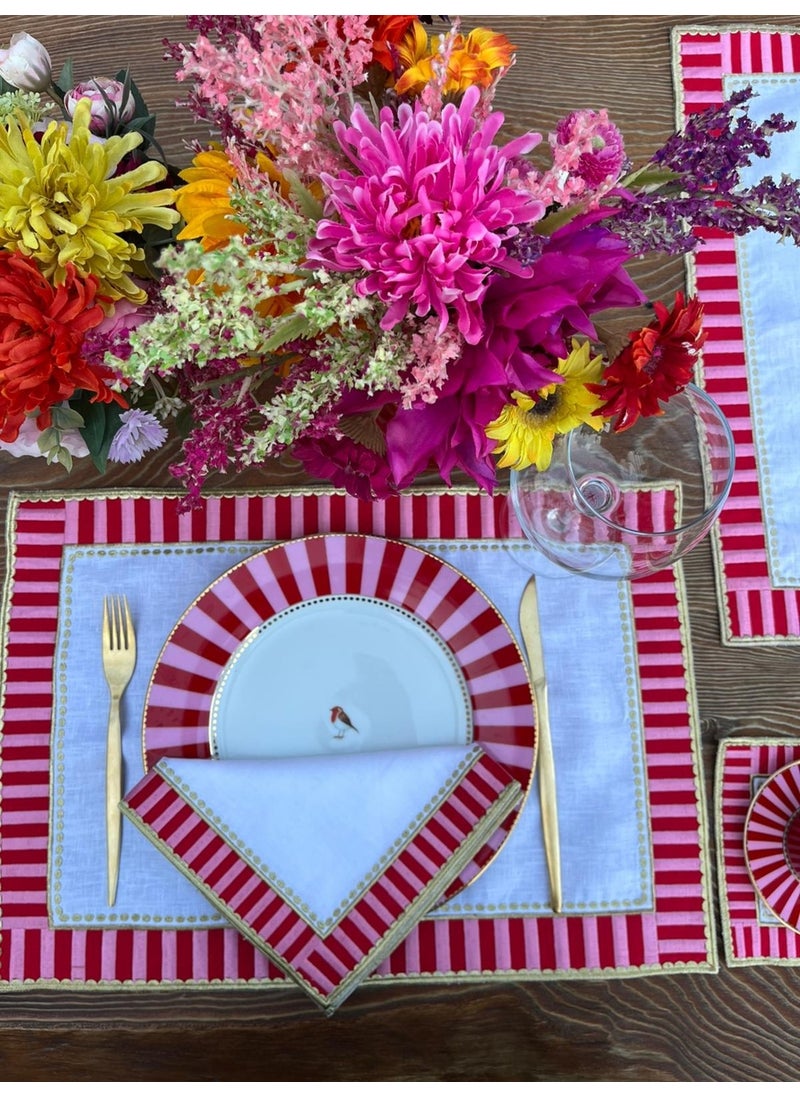 Ge Living 2 Pieces Candy Series 100% Linen Placemat  - Image 4
