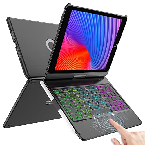 HOTLIFE Keyboard Case for iPad 10.2 9th/8th/7th Gen,Touch Keyboard for iPads 9th Generation/8th Gen/7th Gen-360° Rotatable Protective Cover-iPad Keyboard 9th/8th/7th Gen with Pencil Holder - Image 1