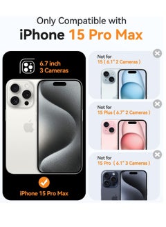 ESCASE Magnetic Cover for iPhone 15 Pro Max 6.7 Inch, MagSafe Compatible, Full Camera Protection, Translucent Matte Slim Protective Shockproof Case,  Blue  - Image 2