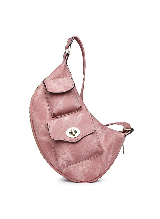 Large Sling Bag for Women Leather Crossbody Bags Fanny Pack Chest Bag Travel Shoulder Belt Bags (Pink)  - Image 1