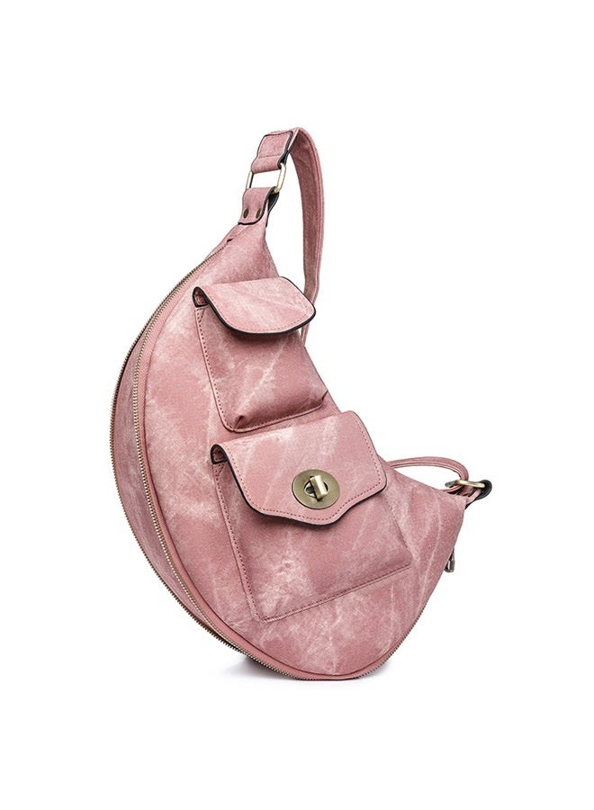 Large Sling Bag for Women Leather Crossbody Bags Fanny Pack Chest Bag Travel Shoulder Belt Bags (Pink)  - Image 2