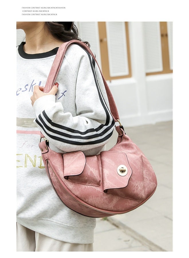 Large Sling Bag for Women Leather Crossbody Bags Fanny Pack Chest Bag Travel Shoulder Belt Bags (Pink)  - Image 4