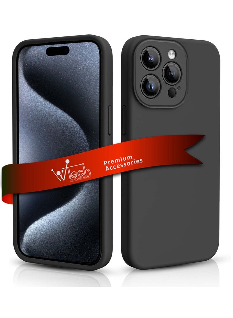 Wtech Premium Soft Liquid Silicone Case Cover For Apple iPhone 15 Pro 2023 Black - Image 2
