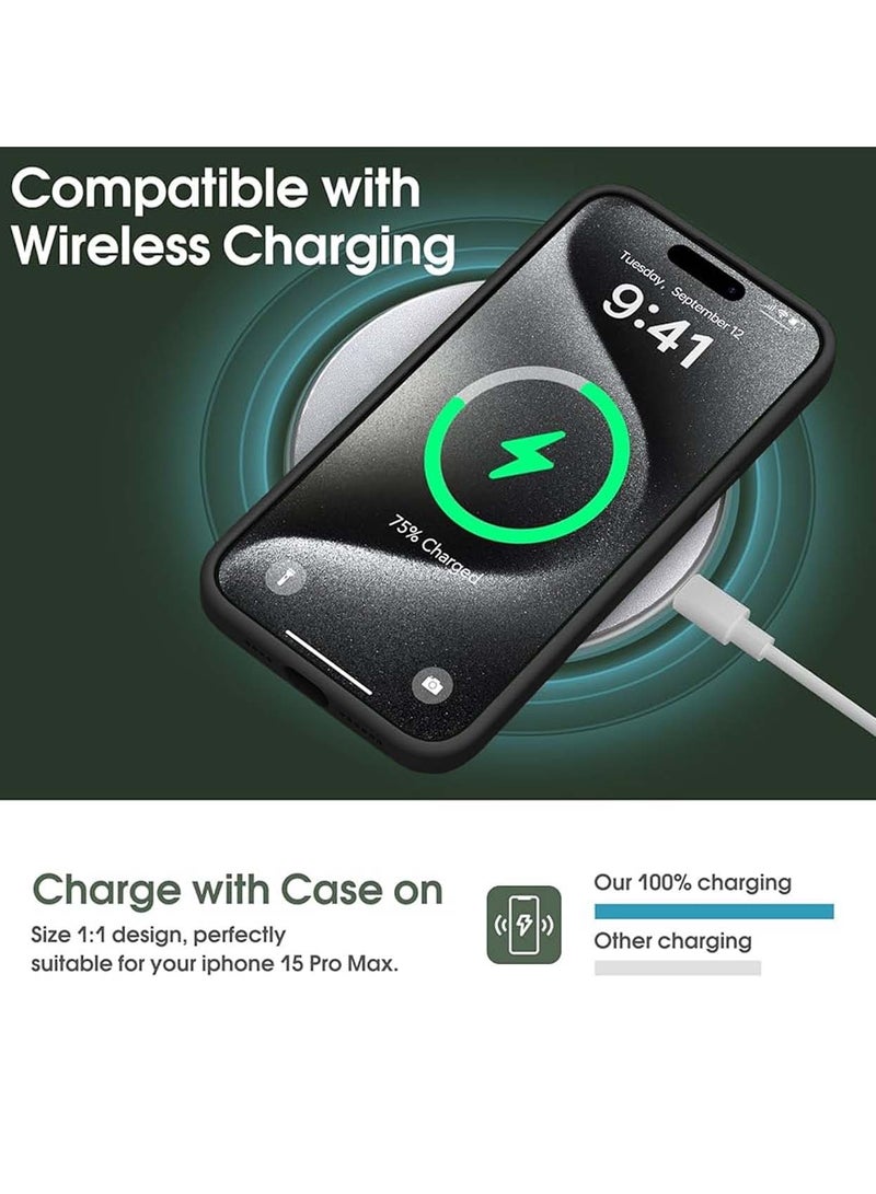 Wtech Premium Soft Liquid Silicone Case Cover For Apple iPhone 15 Pro 2023 Black - Image 5