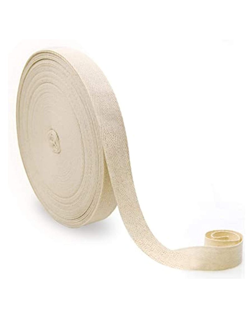Twill Tape 55 Yards Soft Ribbon Pure Cotton 34 Inch Wide Herringbone Roll for DIY Crafts Off White