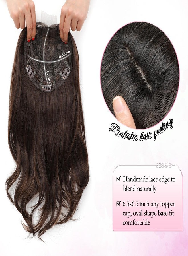 PANEWAY Hair Topper 18 Inch Body Wavy Hair Toppers for Women, Natural Scalp Look, Lightweight Volume Booster - Natural Black Root to Chocolate Brown Ombre, 18inch - Image 4