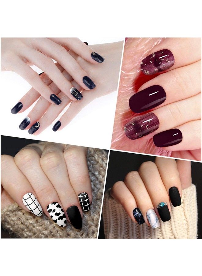 Maitys 20 Sheets 280 Pieces Black Nail Wraps Self Adhesive Full Cover Nail Decals Art Nail Polish Stickers False Nail Decals Manicure Stickers With 2 Pcs Nail Files For Girls Women (Chic Style) - Image 3