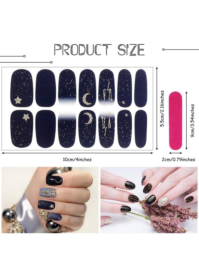 Maitys 20 Sheets 280 Pieces Black Nail Wraps Self Adhesive Full Cover Nail Decals Art Nail Polish Stickers False Nail Decals Manicure Stickers With 2 Pcs Nail Files For Girls Women (Chic Style) - Image 4