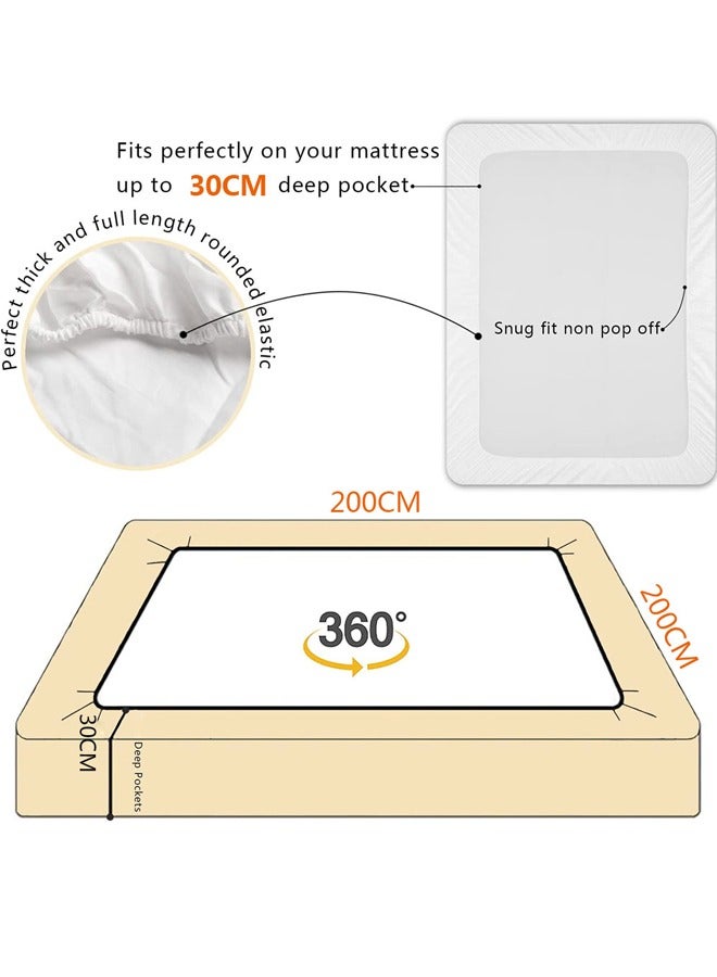 GUSGU King Mattress Protector, Premium 100% Waterproof Mattress Cover, Noiseless Breathable Soft, Fitted Deep Pocket 5-26cm Bed Cover, Vinyl Free (200x200+30cm) - Image 2
