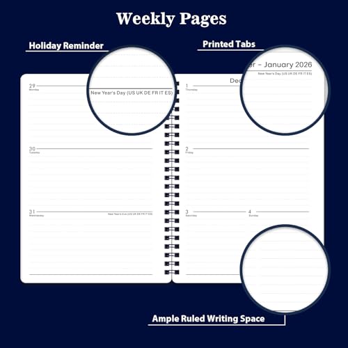 MaaIbok 2025-2026 Planner - Planner 2025-2026 with Weekly & Monthly Spreads, Jul 2025 - Jun 2026, 6.25" × 8.3", Strong Twin-Wire Binding, Round Corner, Flexible Cover, Monthly Tabs - Image 5