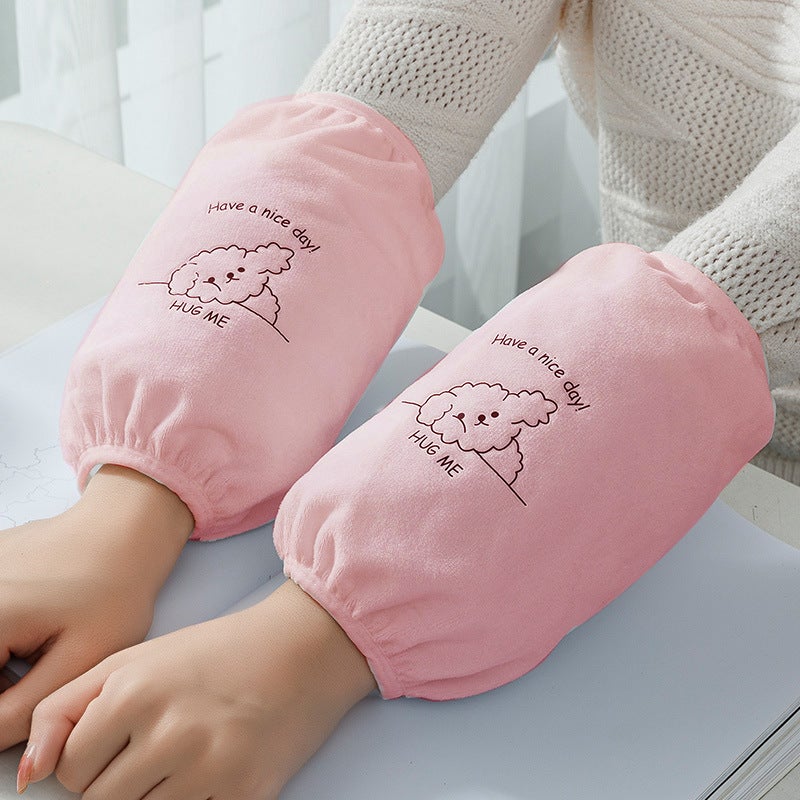 CuteCartoon Long Sleeve Cufflinks Autumn Winter Waterproof Dirt-resistant Arm Protector New 2023 Model For Students And Adults Pink 