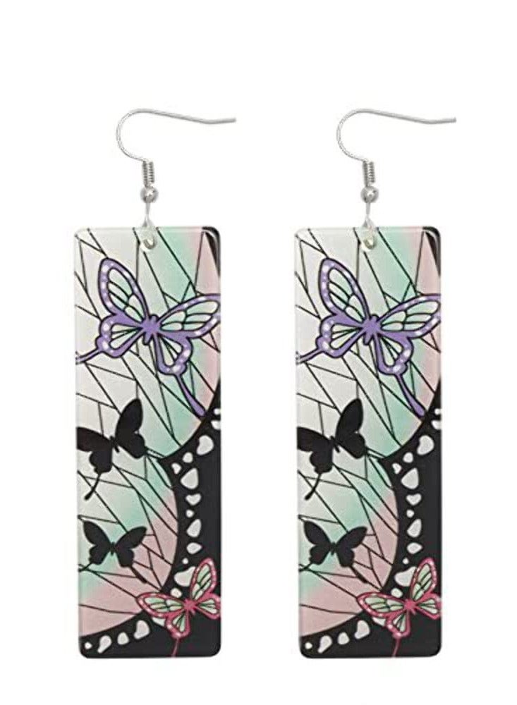 KASTWAVE Anime Kamado Tanjiro Hanafuda Earrings - Kimetsu No Yaiba Hanafuda Earrings - Cosplay Accessories For Womens Girls