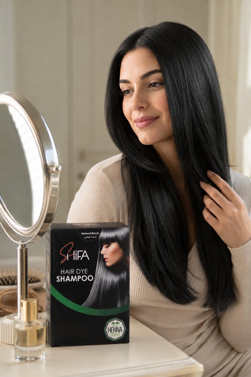 SHIFA Hair Dey Shampoo With Long-Lasting Natural Ingredients | Balck - 30 Ml - Image 2