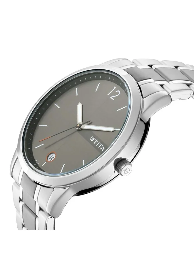 تيتان Titan Men's Timeless Style Watch: Refined Anthra Dial and Metal Strap