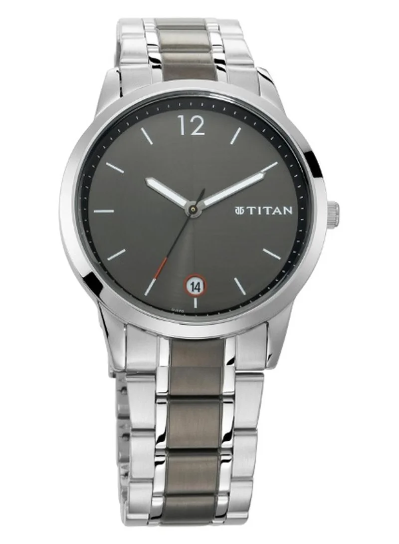 Titan Men's Timeless Style Watch: Refined Anthra Dial and Metal Strap