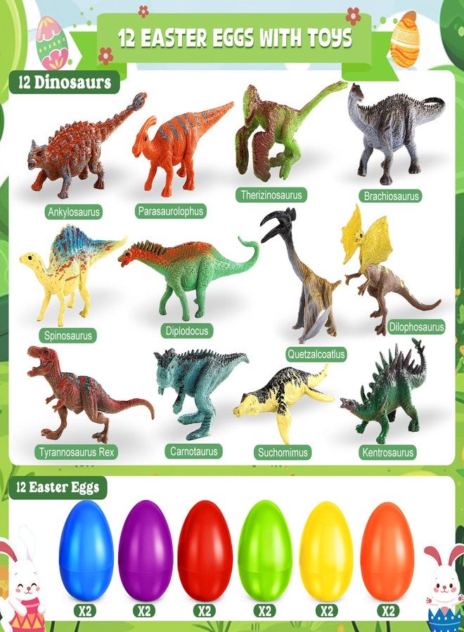 Shemira 12 Pack Easter Eggs Filled with Dinosaur Toys, Easter Basket Stuffers Fillers for Kids, Easter Eggs Hunt Event, Easter Party Favors, Easter Classroom Prizes, Easter Toys Gifts For Kids Boys - Image 2