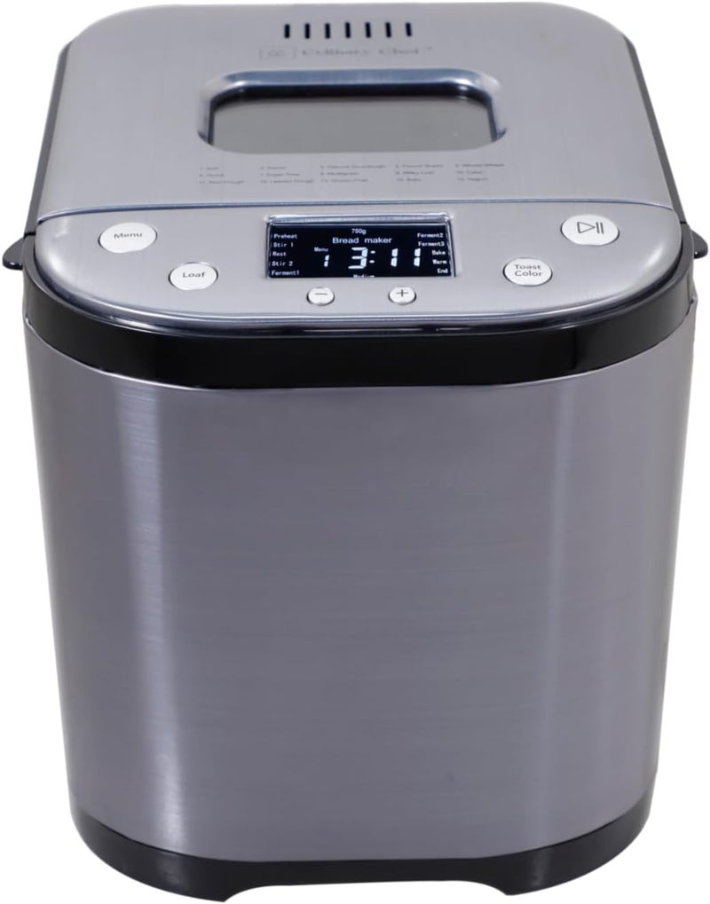 CULINARY CHEF Bread Maker Machine with Nonstick Bowl, Bread Hook, Measuring Cup & Spoon. 15-in-1, Gluten-Free Bread, Cake& Yogurt, 3 Crust Colour options and more. 3 Loaf Sizes. 2LB XL-BLACK - Image 1