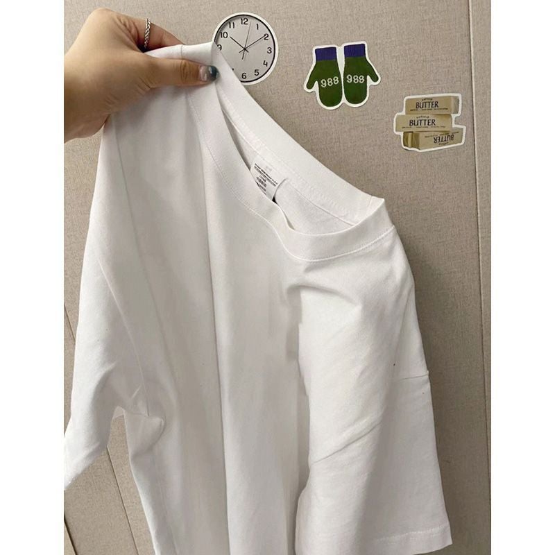 220g Cotton Heavy Ins Trendy T-shirt Summer New Style oversize Cute Simple Printed Men's and Women's Short Sleeves - Image 1