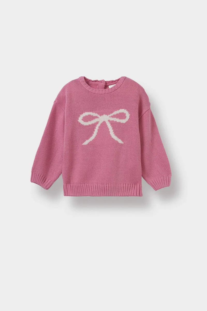 ديفاكتو Baby Girl Regular Fit Crew Neck Knit Pullover
