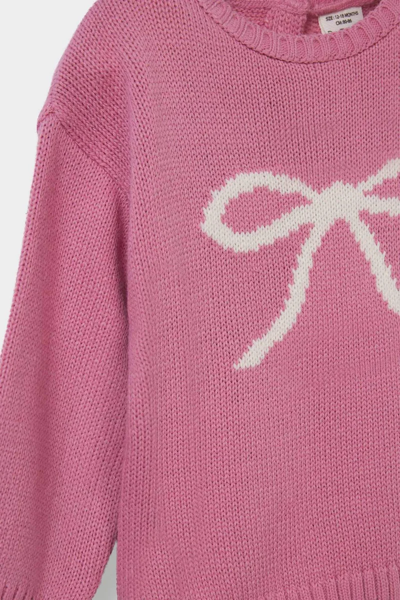 ديفاكتو Baby Girl Regular Fit Crew Neck Knit Pullover