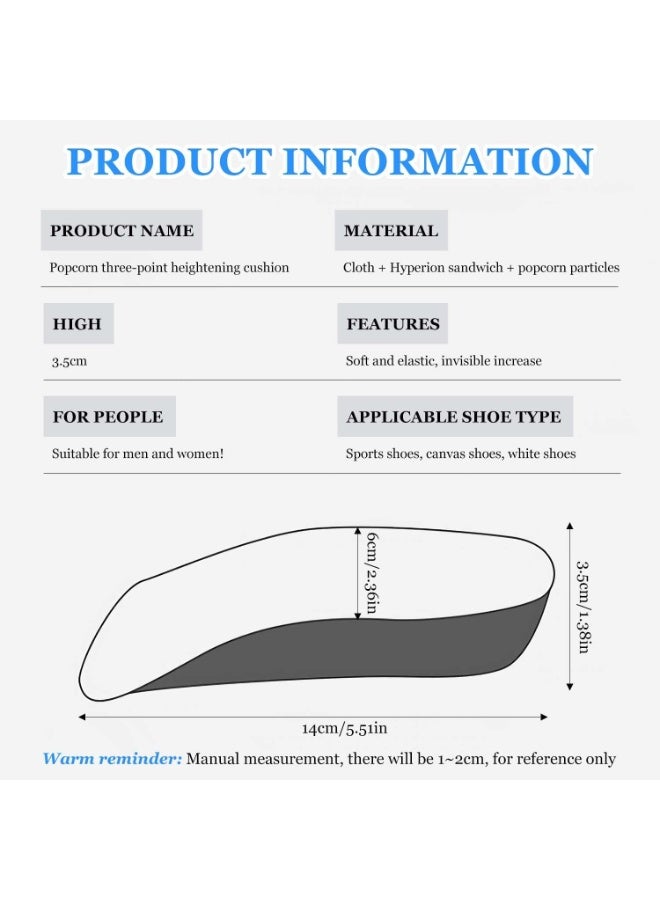 2Pair Orthopedic High Pads, Height Increase Insoles for Men & Women, Arch Support Insoles, Adjustable Heel Lift, Shock Absorption Heel Lift Insole to Make You Talle(Black, 1.37in/3.5cm) - Image 5