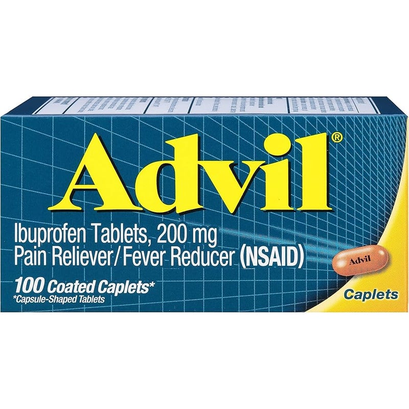 HALEON Advil Coated Caplets Pain Reliever and Fever Reducer, Ibuprofen 200mg, 100 Count, Fast-Acting Formula for Headache Relief, Toothache Pain Relief and Arthritis Pain Relief - Image 1