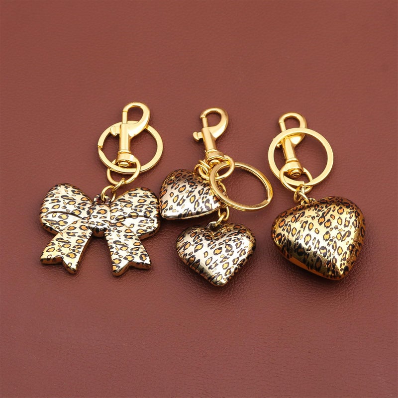 SORGERLY Gold Leopard Puffy Heart Keychain - Cute Bag Purse Charm for Handbag Backpack Accessories - Designer Cheetah Print Jewelry for Women (gold heart) - Image 5