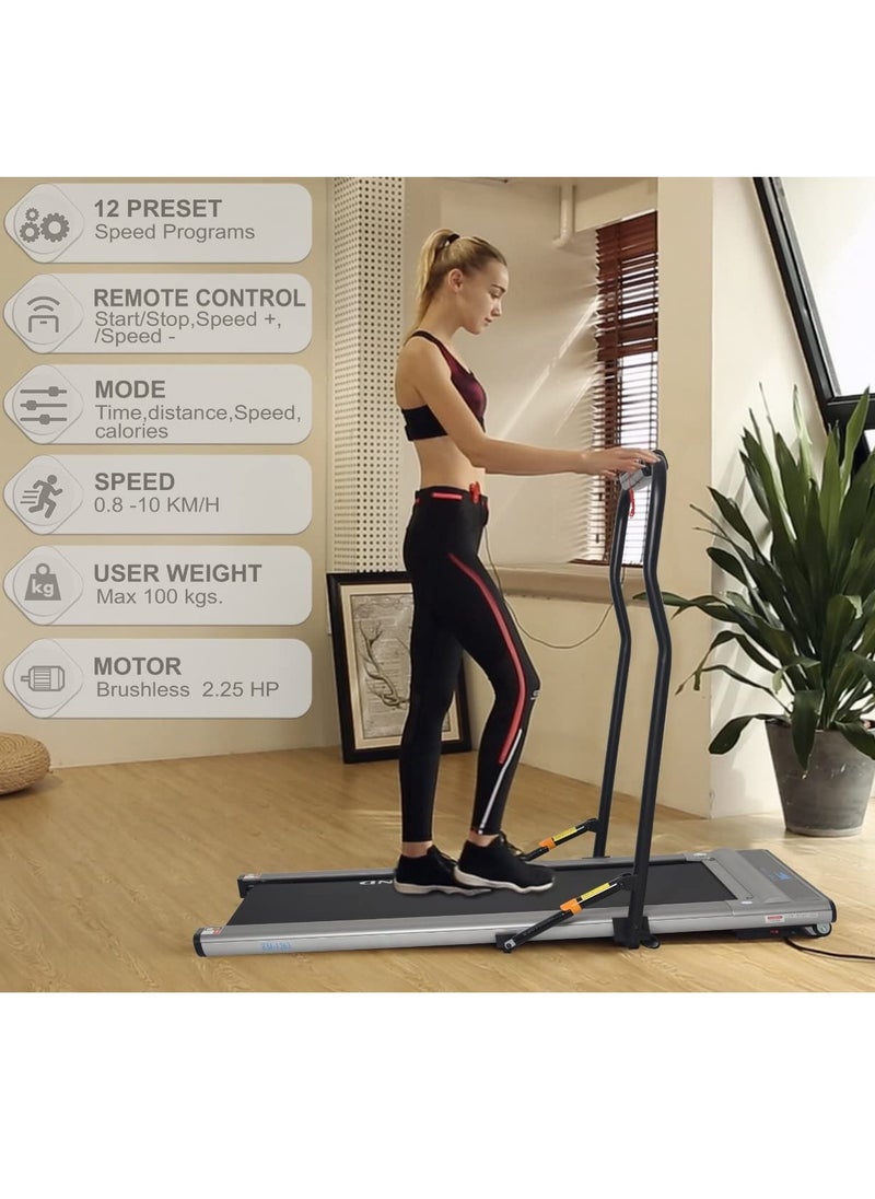 Sky Land - 2-in-1 Ultra-Thin Foldable Treadmill | Compact Under Desk Walking & Running Machine with Remote Control, Fit Show App & Digital Display for Home Office Fitness, EM-1263 - Image 1