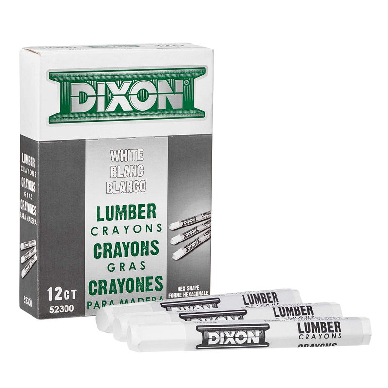 Dixon 46452300 Industrial Lumber Marking Crayons 45 x 12 Hex White 12 Count Pack of 1 52300