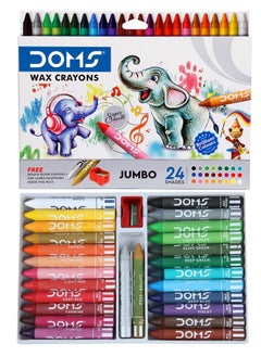 DOMS 24-Piece Jumbo Crayons Multicolour With Two Extra Shades And Sharpener  - Image 1