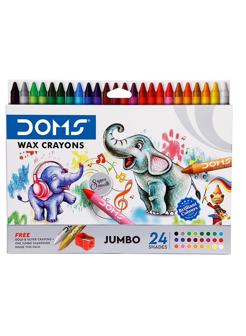 DOMS 24-Piece Jumbo Crayons Multicolour With Two Extra Shades And Sharpener - Image 5