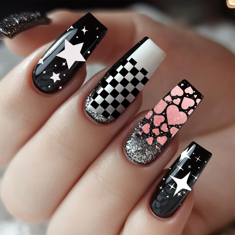 PH PandaHall 6pcs Stars Moon Pattern Nail Stamp Plate Heart Print Art Template Stainless Steel Nail Image Plate Butterfly Pattern Nails Art Stencils for Women DIY Printing 4.7x2.3 inch - Image 4