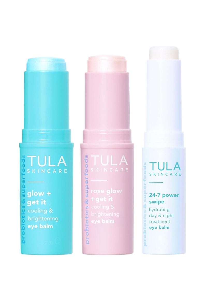 TULA TULA Skin Care Eye Balm Extravaganza - Dark Circle Under Eye Treatment, Instantly Hydrate and Brighten Undereye Area & Leave the Ultimate Glow, 3-Piece Kit  - Image 1