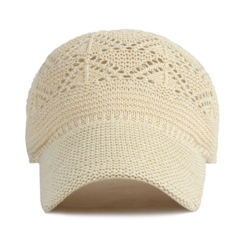 FASHIXD Knit Mesh Baseball Cap for Women Summer Yarn Trucker Hats Breathable Outdoor Hat (Beige) - Image 2