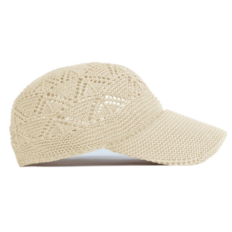 FASHIXD Knit Mesh Baseball Cap for Women Summer Yarn Trucker Hats Breathable Outdoor Hat (Beige) - Image 3