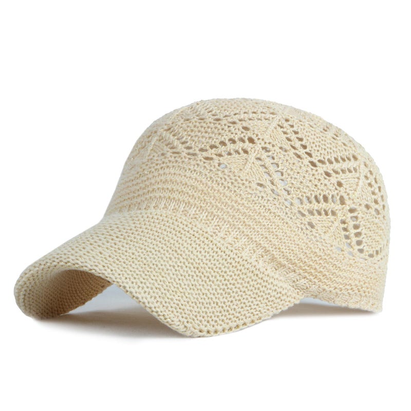 FASHIXD Knit Mesh Baseball Cap for Women Summer Yarn Trucker Hats Breathable Outdoor Hat (Beige) - Image 1