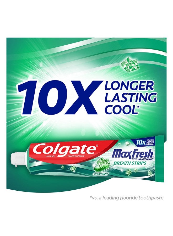 كولجيت معجون أسنان كولجيت ماكس فريش لتبييض الأسنان مع شرائح صغيرة، معجون أسنان بنكهة النعناع النقي لرائحة الفم الكريهة، يساعد في مكافحة التسوس، وتبييض الأسنان، وإضفاء رائحة منعشة على الفم، 6.3 أونصة (عبوة من 4 قطع) - Image 2