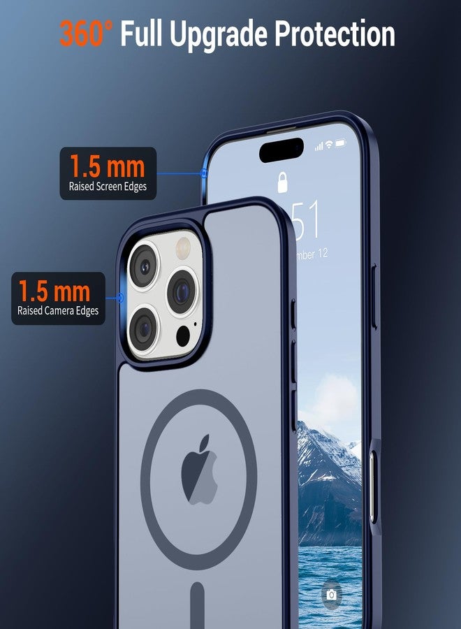 استلق جراب SUPFINE المغناطيسي لهاتف iPhone 16 Pro Max (متوافق مع MagSafe) (حماية فائقة ضد السقوط بمعايير عسكرية) جراب نحيف شفاف غير لامع مقاوم للصدمات ومضاد لبصمات الأصابع، لون أزرق داكن - Image 4