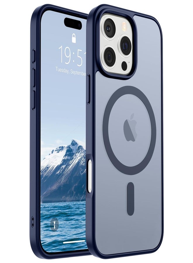استلق جراب SUPFINE المغناطيسي لهاتف iPhone 16 Pro Max (متوافق مع MagSafe) (حماية فائقة ضد السقوط بمعايير عسكرية) جراب نحيف شفاف غير لامع مقاوم للصدمات ومضاد لبصمات الأصابع، لون أزرق داكن - Image 1