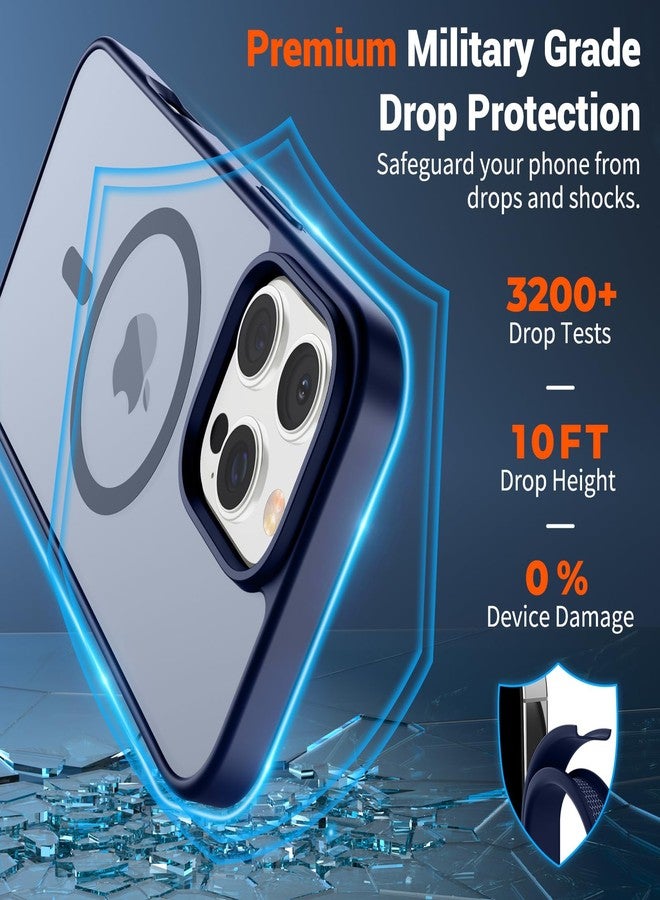 استلق جراب SUPFINE المغناطيسي لهاتف iPhone 16 Pro Max (متوافق مع MagSafe) (حماية فائقة ضد السقوط بمعايير عسكرية) جراب نحيف شفاف غير لامع مقاوم للصدمات ومضاد لبصمات الأصابع، لون أزرق داكن - Image 3