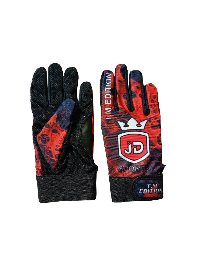 JD Sports T.M Edition Tape Ball Cricket Batting Gloves - Red/Black - Image 1