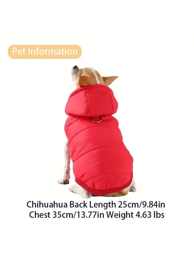 Coffee Color Small Thickened Hooded Dog Jacket Warm Winter Pet Coat For Small Medium Dogs - Image 3