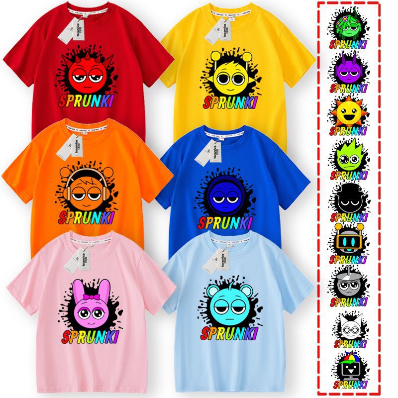 Rhythm Box T-Shirt Children's sprunki Clothes Pure Cotton Short Sleeve Top Summer Children's Wear Music Game Surrounding Tide - Image 2