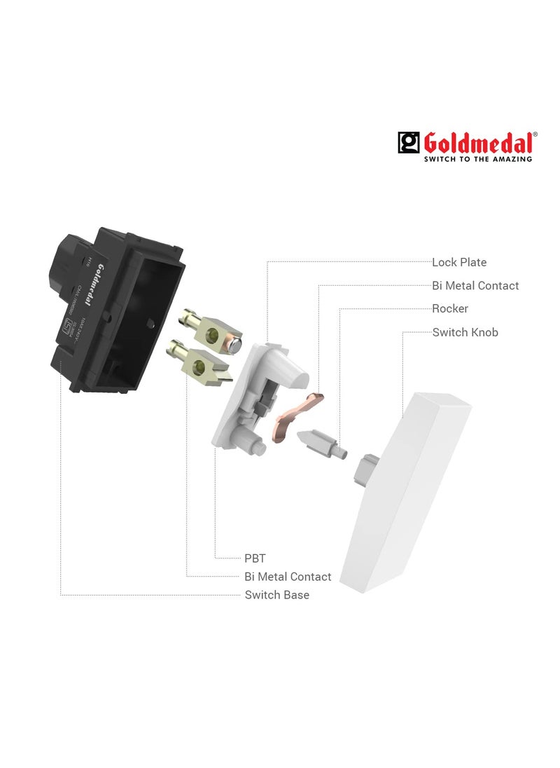 GOLD MEDAL Goldmedal Air Aura 10 Ampere One way Switch White Pack of 20  - Image 4