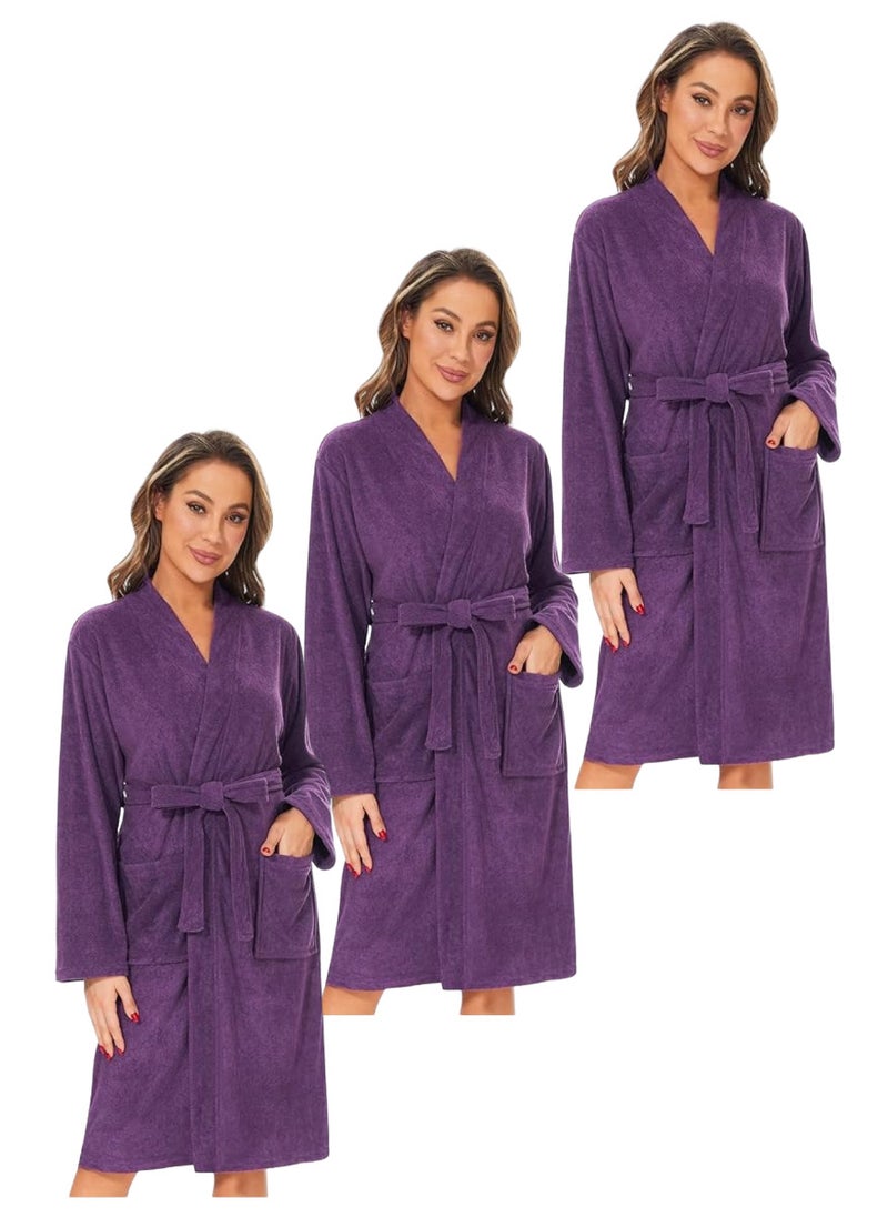 Blueberry 3 Pieces Purple Colour Nightwear Dressing Gowns  Bathrobe Large Size - Image 1