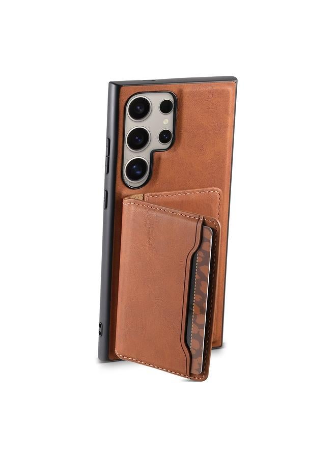 دينيور جراب لهاتف Samsung Galaxy S23 Ultra 5G D13 مصنوع من الجلد بتصميم كلاسيكي مع حقيبة بطاقات MagSafe - Image 3